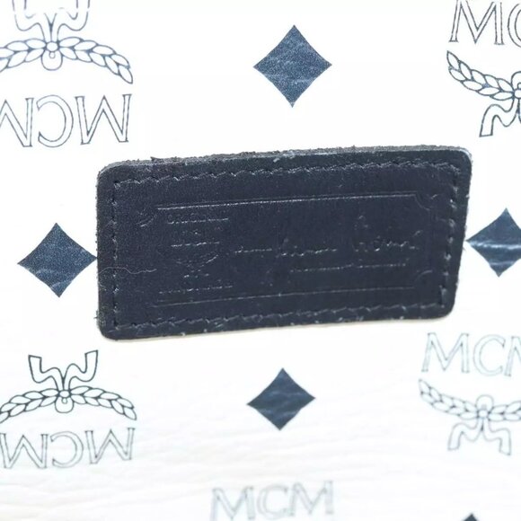 MCM Vicetos Logogram Shoulder Bag PVC Leather White Black gold Auth - Picture 13 of 16
